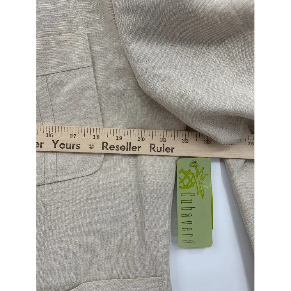 Cubavera Blazer Mens 40/Medium Beige Solid Linen Blend Tropical Summer NEW